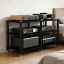 Heavy Duty AV Media Stand, Multifunctional Stacking Audio Component Rack with Shock-Absorbing Foot pegs, Audio Stand for Home Theater Studio (Black, Third Floor)