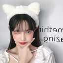Beaupretty 2pcs Furry Plush Animal Ears Headband Face Washing Hairband for Women Girls White