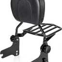 Adjustable & Detachable Sissy Bar Passenger Backrest with Luggage Rack Compatible with 1997-2008 Harley Road King, Road Glide, Street Glide, Electra Glide, Ultra Classic Black
