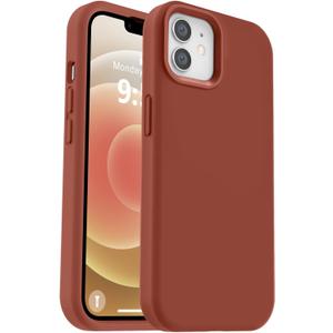 Vooii Compatible with iPhone 12 Case/iPhone 12 Pro Case, Liquid Silicone Upgrade [Soft Anti-Scratch Microfiber Lining] [Shockproof Drop Protection] Phone Case 6.1 inch - Caramel