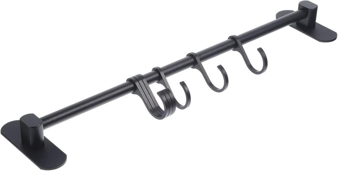 Hanging Utensil Rack Hook Kitchen Storage Hanger Movable Organizer for Pots Pans Wall-Mounted Punch Design Space-Saving Kitchen Gadget for Home Decor