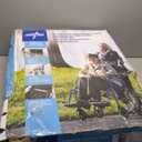 Medline Lightweight Foldable Transport Wheelchair with Handbrakes and 12-Inch Wheels, Blue Frame, Black Upholstery
