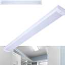 Satco 65-1215 4FT LED Ceiling Wrap Light with Motion Sensor, 39W, CCT Selectable 2700K5000K, 3400 Lumens, 120-277V, White Steel Housing, Non-Dimmable, Damp Rated