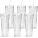 sweet grain Snow Globe Tumbler(6 Pack) - 24oz Double Wall Acrylic Tumblers with Lids and Straws, Snowglobe Tumblers with Pre Drilled Hole and Hole Stopper