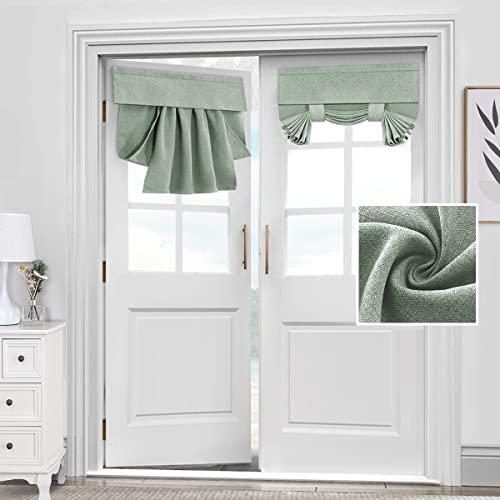 H.VERSAILTEX French Door Curtain, Window Covering for Doorways Privacy, Tie Up Shade for Front Window Curtain, Heather Sage Door Blind 26'' x 40'', 1 Panel