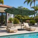 15 Foot Large Patio Umbrella with Base Included,Double-Sided Umbrella,Green, Extra Large