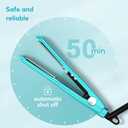 Terviiix Mini Hair Straightener Adjustable Temp, Travel-Size Mini Flat Iron, Mini Flat Irons for Short Hair/Curls Bangs, Ceramic Small Hair Curler for Men, Dual Voltage, Auto-Off, 1/2'', Cyan