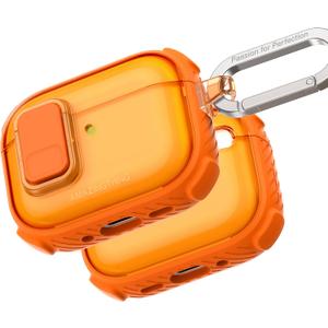 AMAZINGTHING for AirPods Pro 3 [Titan PRO Guardian] Case, MagSafe and Apple Watch Charger Compatible, X-Cushion PRO 7 Shock-Absorbing Defense, One-Click Locking Lid, Carabiner Included, Orange