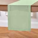 Solino Home Linen Light Green Hemstitch Table Runner 48 Inches - 100% Pure Linen Small Table Runner 14 x 48 Inch for Dresser and Coffee Tables, Spring, Summer - Classic Hemstitch