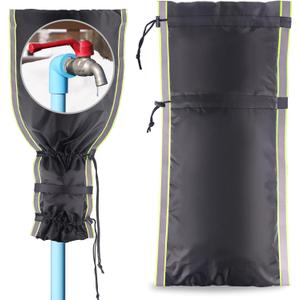 Boltigen 2Pcs Thickened Outdoor Faucet Covers, 30''H x 15''W Foldable Reusable Insulated Waterproof Outside Hose Bib Spigot Cover for Winter Freeze Protection