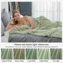 Cozy Bliss Faux Fur Throw Blanket for Couch, Cozy Warm Plush Striped Blanket for Sofa Bedroom Living Room, 50 * 60 Inches Sage Green