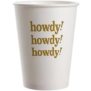 SharkBliss Howdy Party Cups, 20 Pack 9oz Howdy Howdy Howdy Disposable Paper Funny Humor Cups for Party Table Decor (Gold Howdy Cups)