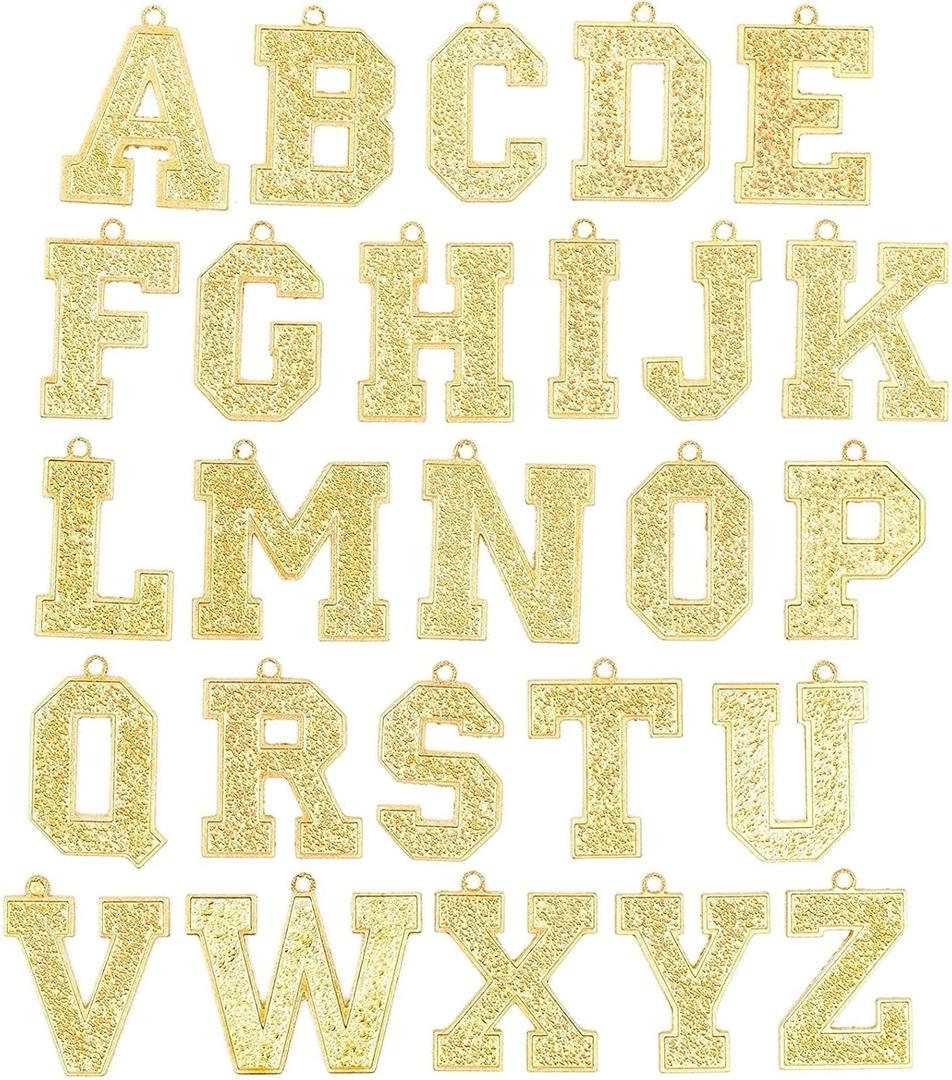 Bright Creations Gold Letter Pendant Charms for Jewelry Making and Crafts (Gold) - Pack of 26