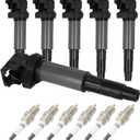 ASAPE Set of 6 Ignition Coil Pack with 6*Spark Plug Fit for 2002-2004 for BMW 320i 2.2L 2003-2005 for BMW 325Ci 2.5L 2003-2005 for BMW 325i 2.5L 2001-2005 for BMW 325xi 2.5L, Replace UF522
