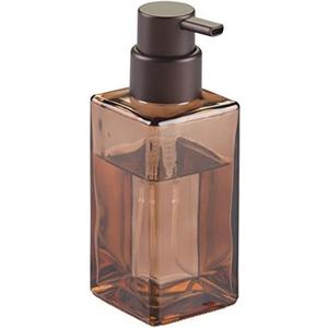 MDesign Glass Refillable Foaming Hand Soap Dispenser Modern Square Pump Bottle for Bathroom Vanities or Kitchen Sink, Countertops - 2 Pack - Sand