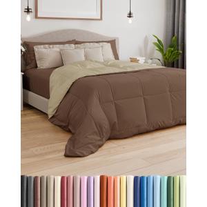 King Size, Brown/Beige Alternative Down Comforter - Warm, Lightweight & Breathable Hotel Quality Bedding for Men, Women, Kids & Teens - All Season Oversized Cooling Microfiber Duvet Insert Comforter (King (102" x 90"))