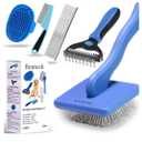 Dog Slicker Brush for Dogs Grooming Kit 4PCS | Large Dog Brush for Goldendoodles Poodles Doodles | Long Pin Haired Brush | Poodle Brushes and Comb (Blue)