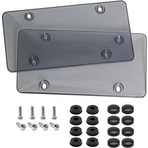 2 Pack License Plate Frames, ABS Car Front/Rear License Plate Frame with Screws Caps, Fit Any Standard US PlatesGrey