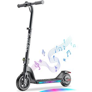 FanttikRide C10 Apex Electric Scooter for Kids 8-12, Adjustable Handlebar Height for Riders 3.9-5.2 ft, 132 lbs, Up to 50 mins, 6.5 Miles Range, 3 Speed Mode 5/8/10 MPH, Bluetooth Music Speaker (Black)