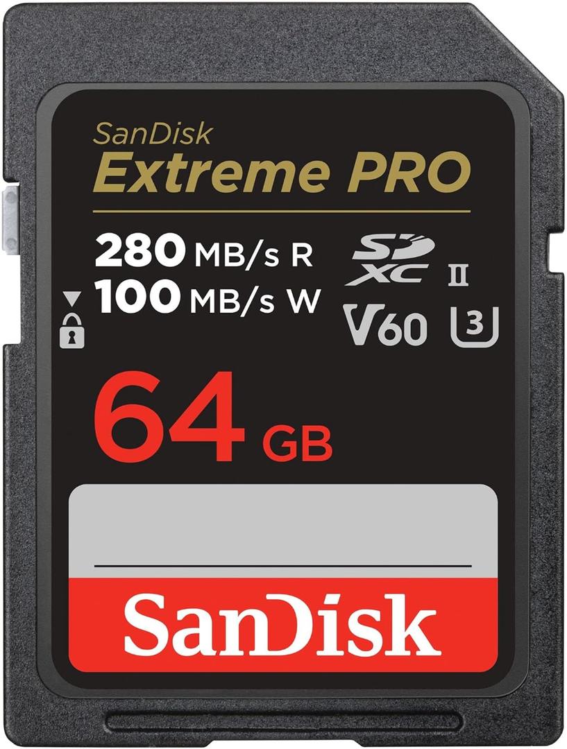 SanDisk 64GB Extreme PRO SDXC UHS-II Memory Card - C10, U3, V60, 6K, 4K UHD, SD Card - SDSDXEP-064G-GN4IN