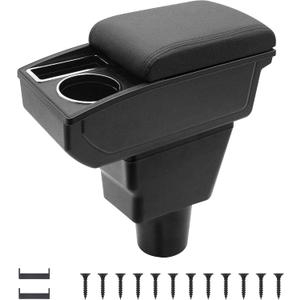 Car Armrest Box for Chevy Chevrolet Spark 2016-2022 Auto Accessories Center Console Leather Arm Rest Double-Layer Storage Space with Cup Holder, Black Thread