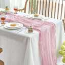 IVAPUPU 2 Pcs Cheesecloth Table Runner - 10ft Pink Boho Gauze Cheese Cloth Table Runners for Baby Shower Decoration Wedding Party Summer Garden Farmhouse