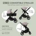 KOOLABABY 2-in-1 Foldable Baby Stroller Newborn to Toddler Stroller with Extendable Canopy, 5-Point Harness & Large Storage Basket One Hand Fold