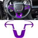 Steering Wheel Cover Trim Interior Accessories Decoration Kit for 2015-2024 Dodge Challenger Charger, for 2014-2024 Dodge Durango & Jeep Grand Cherokee SRT8 (Purple 3PCS)