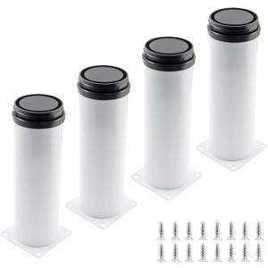 Bivethoi Adjustable Cabinet Legs Set of 4, 6 Inch / 150mm Sofa Legs Replacement Furniture Feet, Stainless Steel Vanity Legs Couch Foot Metal Dresser Legs for Shelf Futon Coffee Table (White)