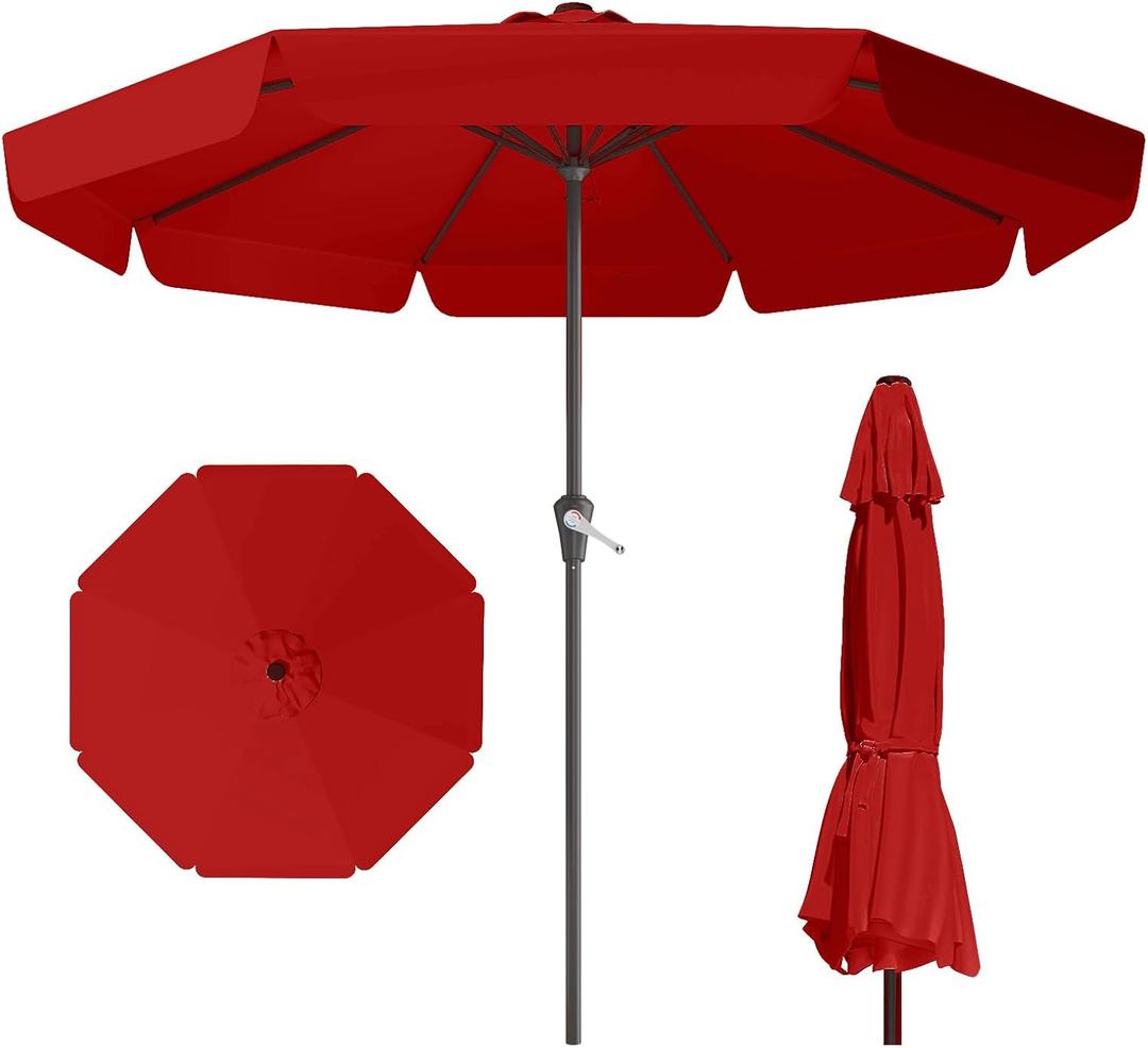 11FT Patio Umbrella Table Market Umbrella w/Crank Outdoor Umbrellas for Garden, Deck, Backyard, Pool and Beach, Red
