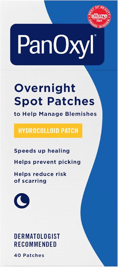 PanOxyl PM Overnight Spot Patches, Advanced Hydrocolloid Healing Technology, Fragrance Free, 40 Count Pack of 1