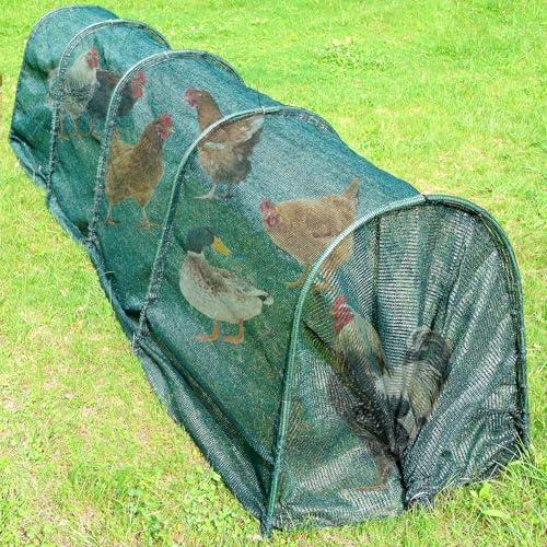 UNIFAMILY Chicken Tunnel for Outside 12FT, Flexible Chickens Runs for Yard, Quick Installation Shade Net Protection from Sun Portable Chicken Tunnels, Poultry Coop Run Tunnels Perfect for Backyard