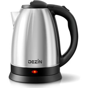DEZIN Electric Kettle Upgraded, BPA Free 2L Stainless Steel Tea Kettle, Fast Boil Water Warmer with Auto Shut Off and Boil Dry Protection Tech for Coffee, Tea, Beverages (Black Silver)