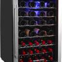 Hamilton Beach HBWF4303, 43-Bottle Wine Cooler Fridge Cellar with Curved Wire Shelves, Digital Control, Mirror Finish