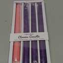 Christmas Advent Candles, Unscented Dripless 10 Inch Tall Long Thin Colored Wax Tapered Candlesticks for Seasonal Celebration, 4 Packs (3 Purple and 1 Pink) 8 Hours Burn Time