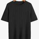 Ckikiou Lightweight Ribbed Knitted Short Sleeve Sweater T-Shirt for Women Spring Summer Casual Crewneck Silky Tee Shirt (Black, M)
