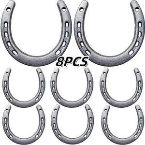 8 PCS Horseshoe Wall Decor, Lucky Cast Iron Horse Shoes for Decorations, Crafts, Wedding, Birthday, Cowboy Party, Western Party Favors Supplies