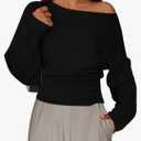 PRETTYGARDEN Women Off The Shoulder Sweater 2026 Fall Trendy Long Batwing Sleeve Knit Pullover Going Out Tops Winter Clothing, XL
