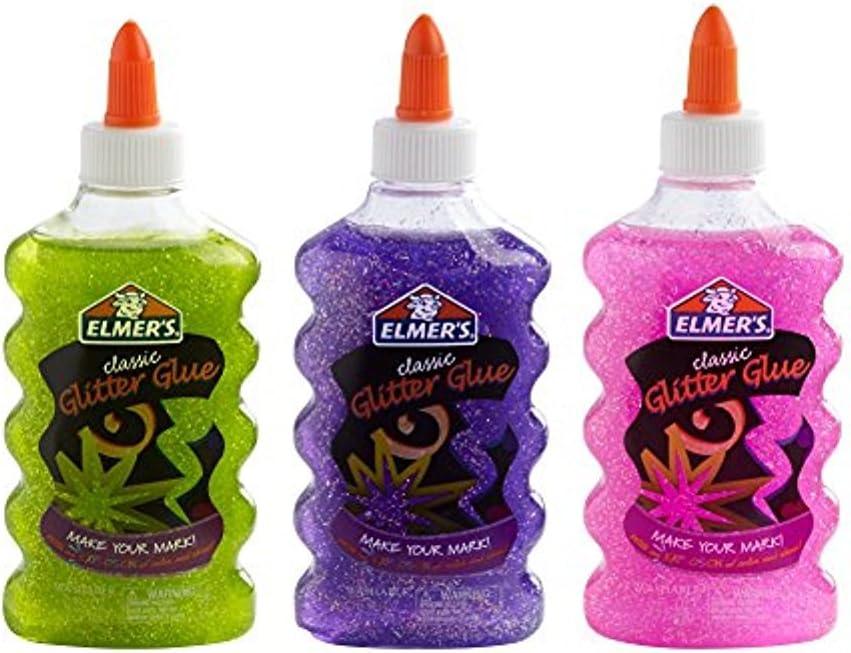 Elmer's Liquid Glitter Glue, Great For Making Slime, Washable, Assorted Colors, 6 Ounces Each, 3 Count