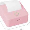 Mini Portable Thermal Printer, Bluetooth Inkless Pocket Printer with 3 Adhesive Rolls and 2 Non-Adhesive Rolls, 200 Dpi Monochrome Label, Receipt and Image Printer, Pink