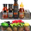 WUWEOT 2 Pack Magnetic Basket Fridge Side Organizers, Strong Magnetic Spice Rack, Metal Wire Mesh Shelf for Refrigerator, Kitchen Counter, Cabinet and Oven