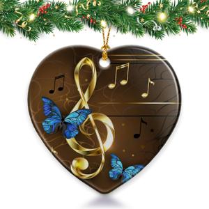 Musical Note Christmas Ornaments, Musical Note Christmas Tree Holiday Decor, 2025 Christmas Tree Musical Note Hanging Ornaments Decorations, Musical Note Gifts for Men Women, Xmas Navidad Ceramic Ornament