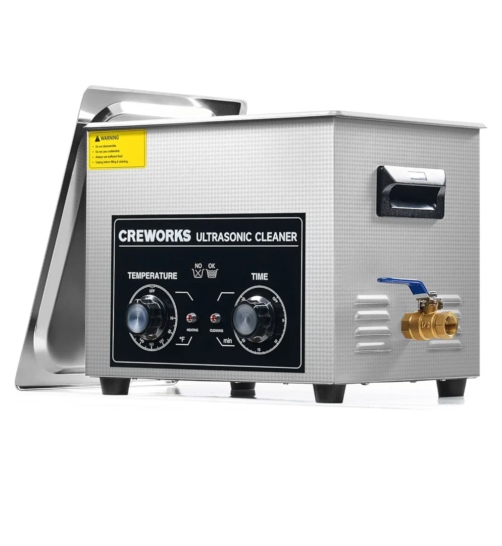 CREWORKS 10L Ultrasound Cleaning Machine with Heater and Timer, 240W Stainless Steel Ultrasonic Washing Machine, 2.6 gal Professional Ultrasound Parts Cleaning Machine for Lab Tool Glasses Auto Part