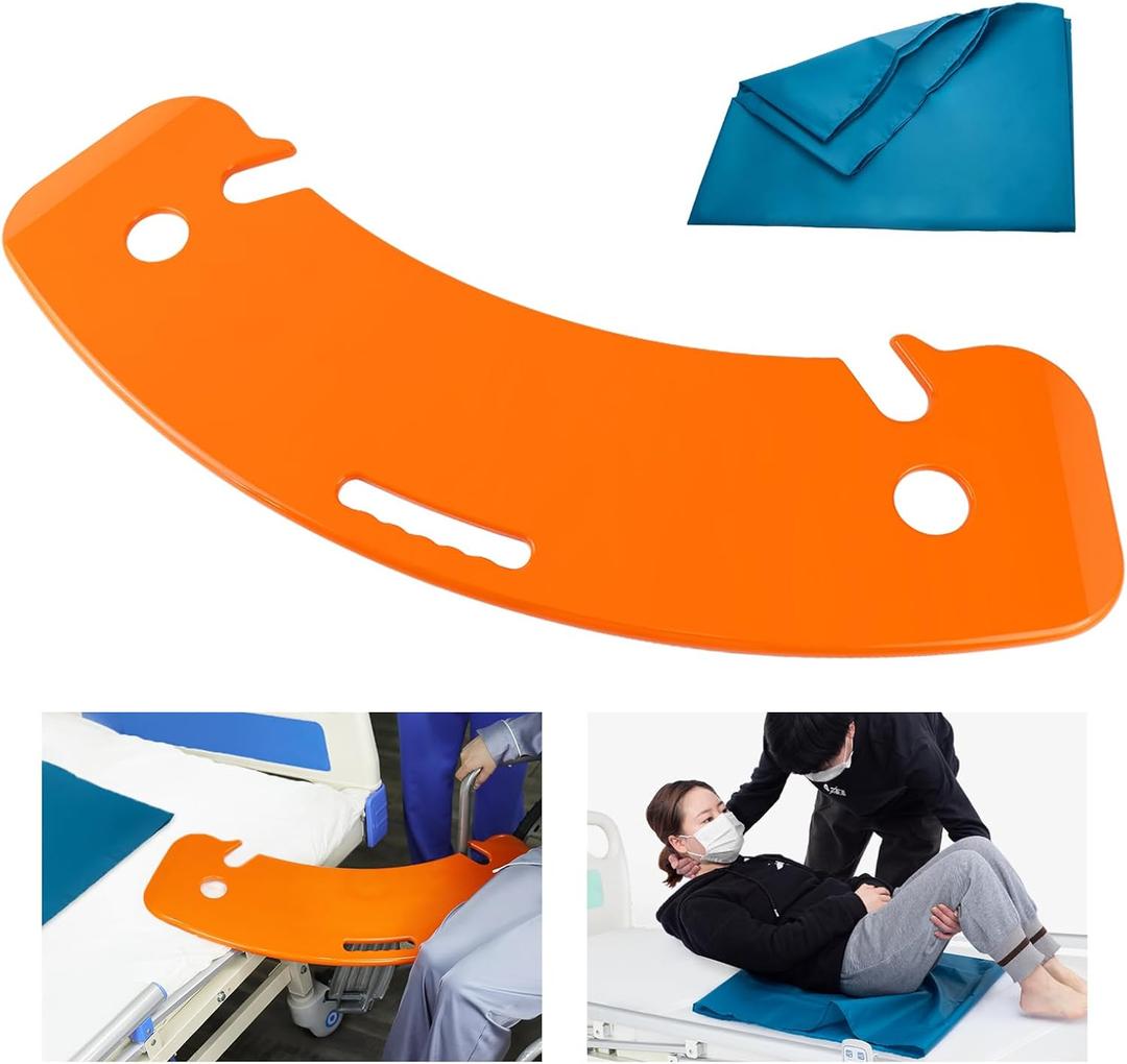 LOSCHEN Slide Transfer Board with Tubular Slide Sheet(24"x16"), Seniors Transfer from Wheelchair to Bed, Toilet, Tub, Car, Slide Assist Device for Transferring, Weight Capacity 440 lbsOrange