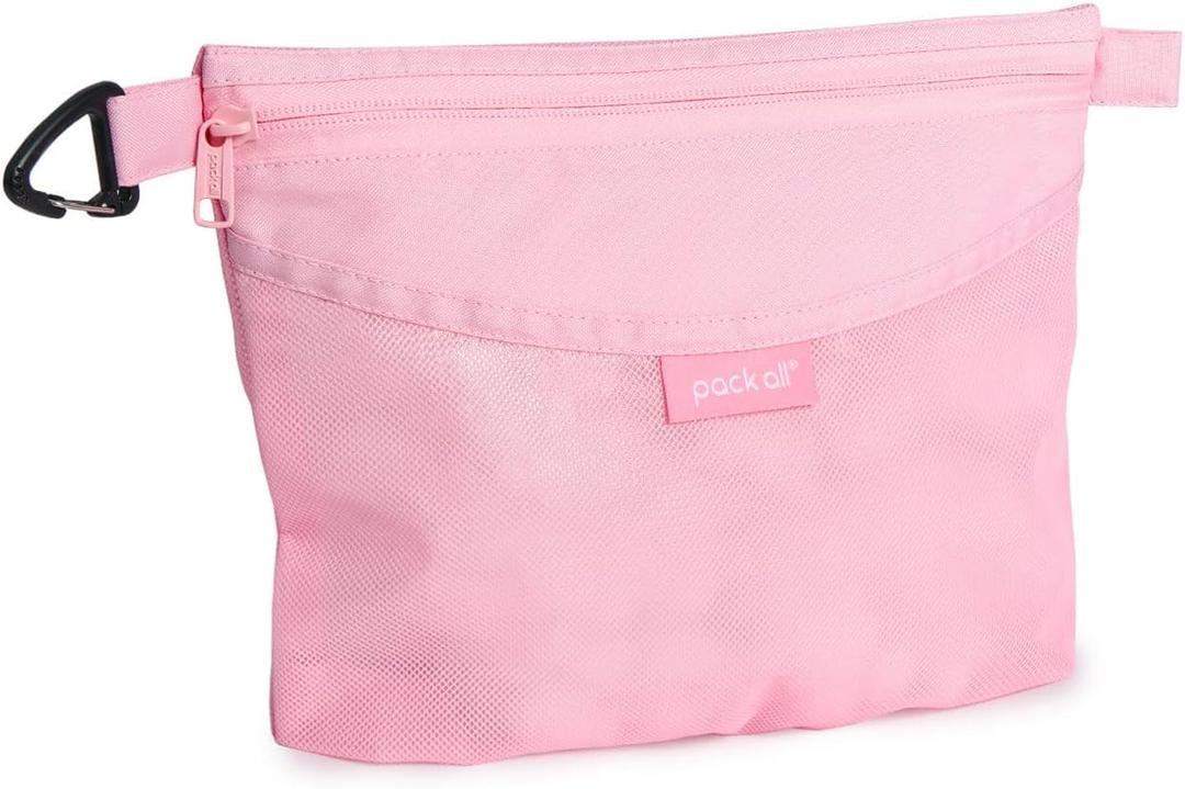 pack all Water-resistant Material Zipper Pouch, Mesh Zipper Bags for Storage, Travel, Office (Pink, Medium)