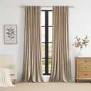 100% Full Blackout Champagne Beige Velvet Curtains 84 inch Long for Living Room,Set of 2 Liner Rod Pocket Back Tab Thermal Window Curtains Room Darkening Heavy Decorative Curtains Drapes for Bedroom