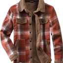 Women's Sherpa Lined Jackets Sherpa Turn-Down Collar Warm Winter Fleece Flannel Jacket for Women Trendy (Medium, Orange/White)