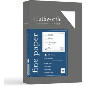 Southworth 403C 25% Cotton Business Paper White 20 lbs. Wove 8-1/2 x 11 500/Box FSC