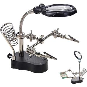 3.5X12X Helping Hands Soldering Station with LED Light & Alligator Clips - Magnifier Stand for Welding PCB Repair Jewelry Craft Hobby Model Building Watch Repair