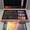Caliart Art Supplies, 153-Pack Deluxe Art Set in Wooden Case, Crafts Drawing Painting Kits with 2 A4 Sketch Pads, Coloring Book, Stocking Stuffers Christmas Gifts for Teens Girls Kids Artists (Pink)